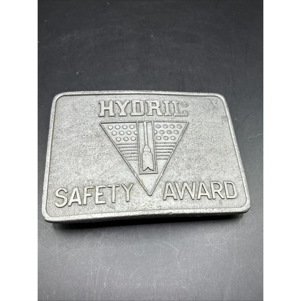 Hydril Safety Award Belt Buckle Vintage Distressed Advertising Western Wear Vtg.